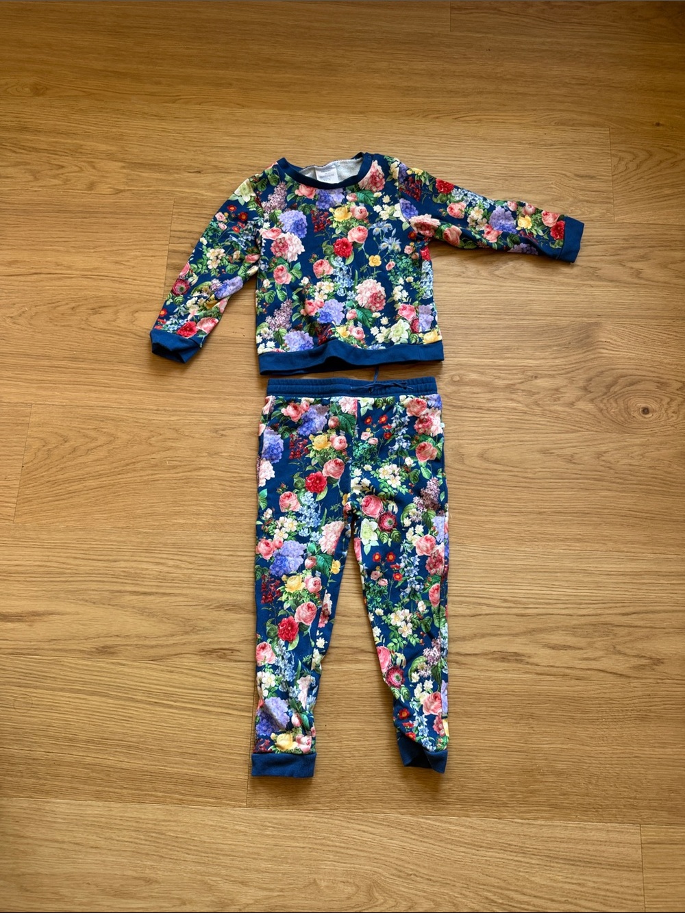 Posh Peanut Girls Navy Floral Sweatsuit Set - Long Sleeve Top & Pants